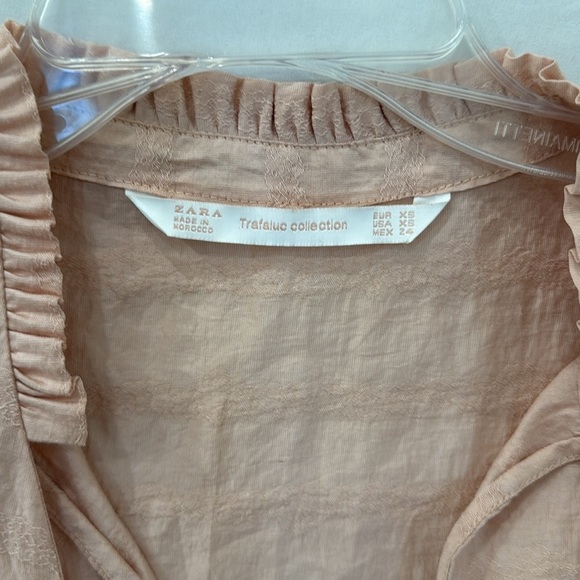 Zara Trafaluc Collection millennial pink puffy gathered sleeve with bow tie XS - Picture 2 of 4